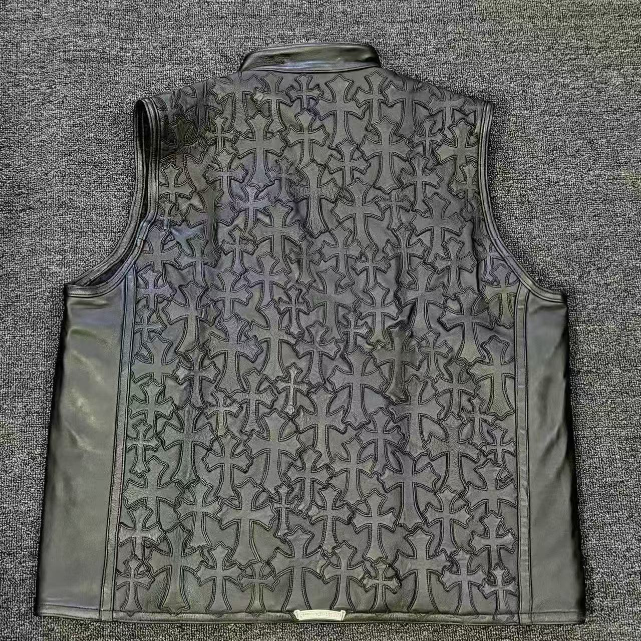 Chrome Hearts Leather Cross Patch Vest