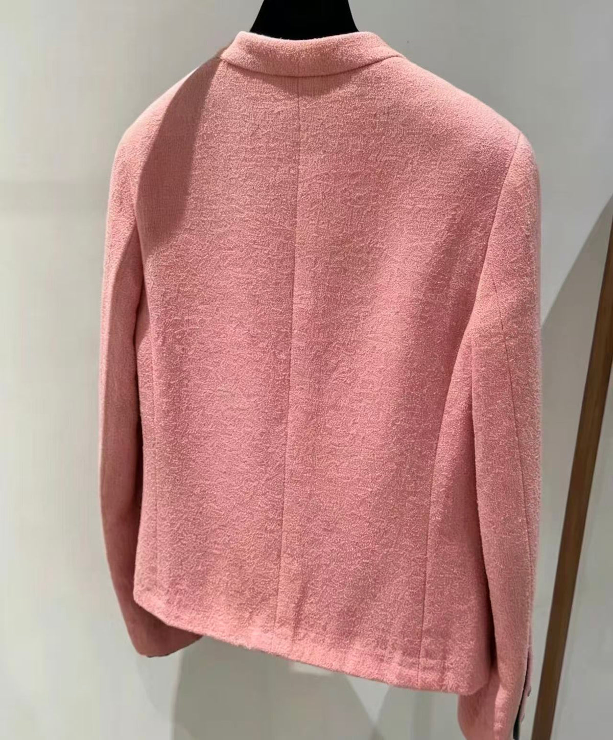 Chanel 96SS Pink & Green Velvet Trim Tweed Jacket