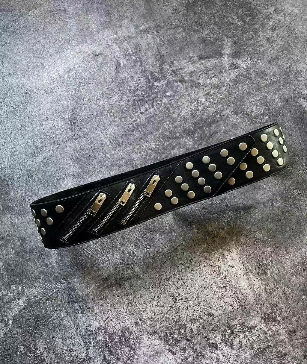 Saint Laurent Black Studded Leather Belt