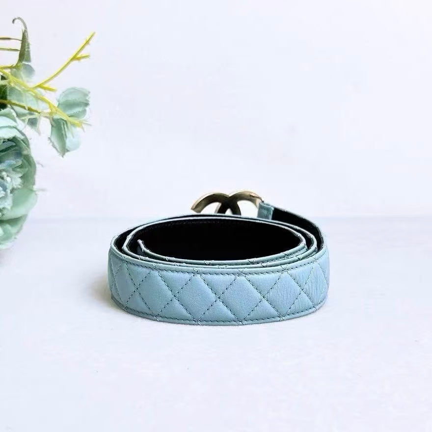 Chanel Light Blue Leather Belt