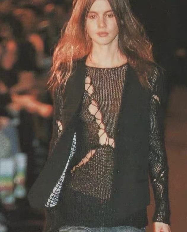 Number (N)ine 04SS Dream Baby Dream Destroyed Mesh Knit Top