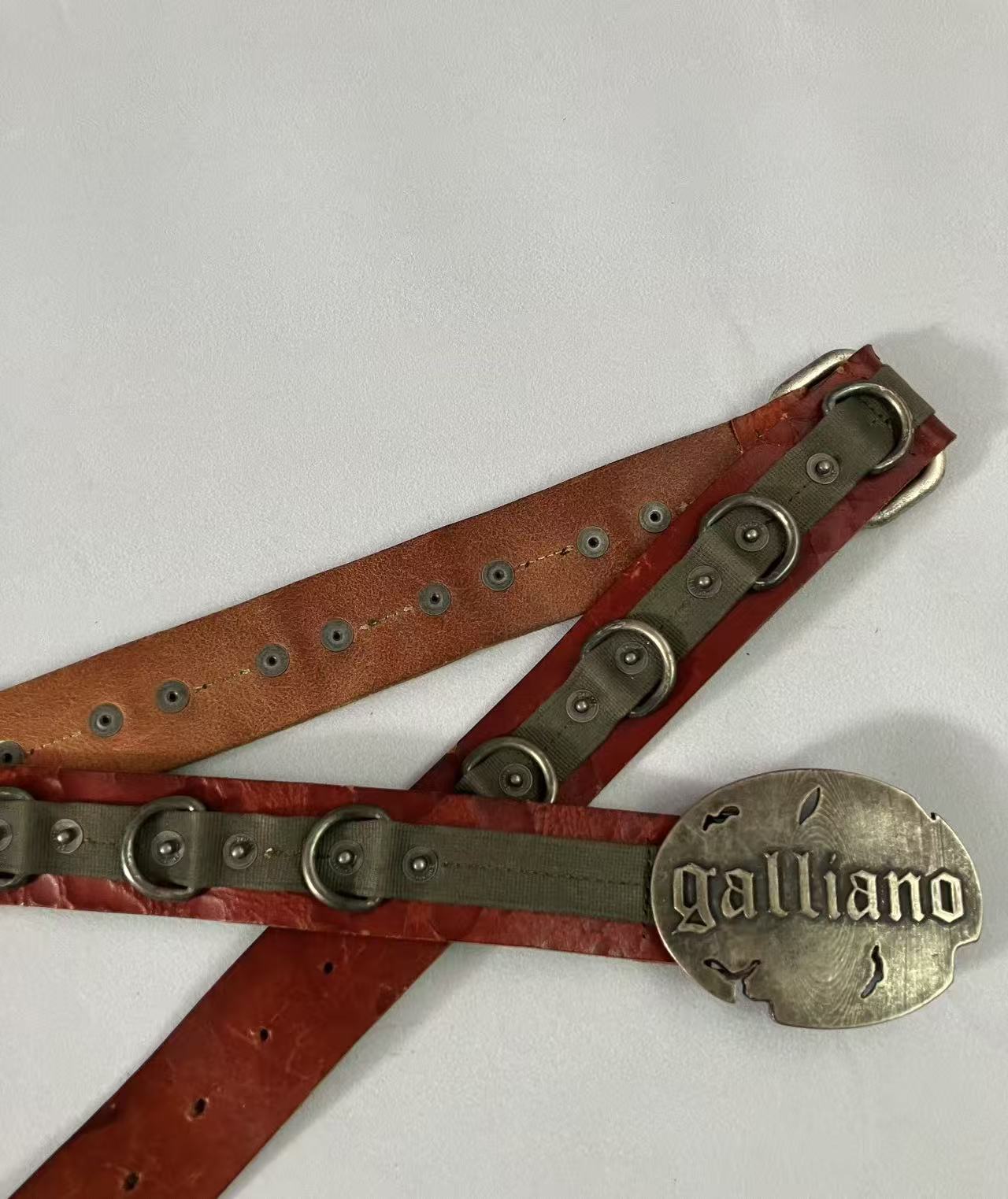 John Galliano Brown Leather Logo Belt