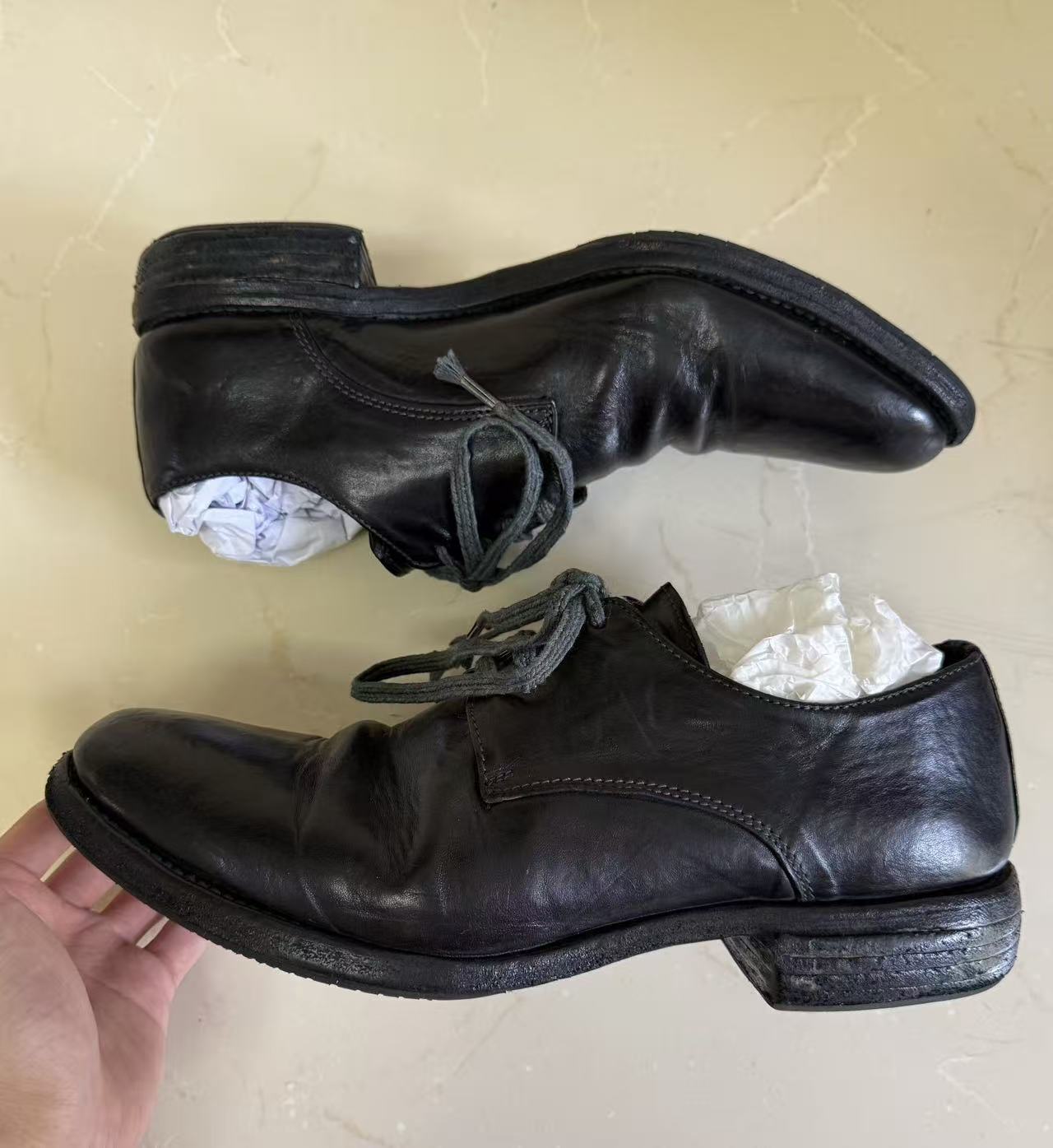 Carol Christian Poell Black Kangaroo Leather Derby