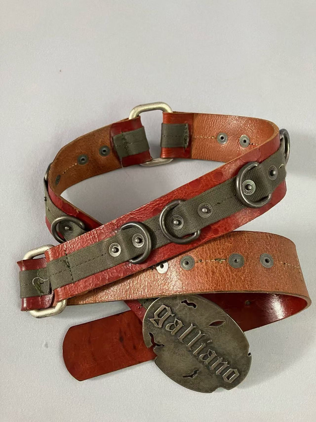 John Galliano Brown Leather Logo Belt