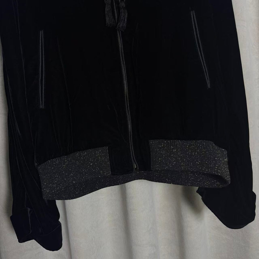 Saint Laurent 20SS Tasselled Velvet Hooded Jacket
