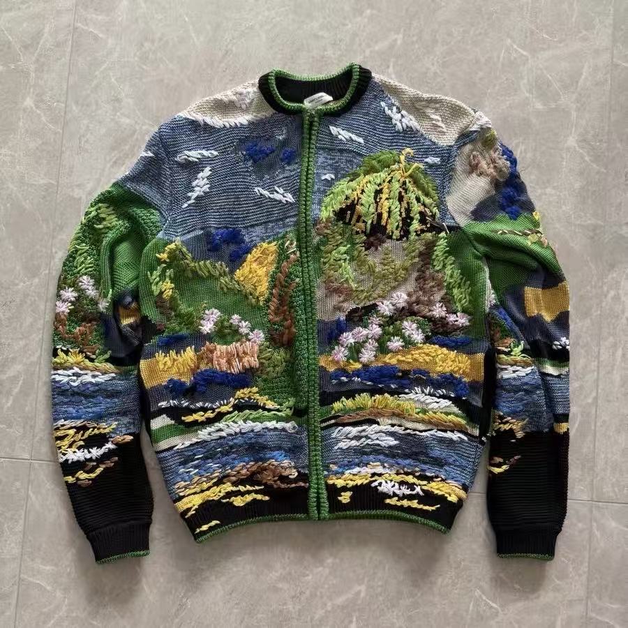 Saint Laurent 21SS Multicolor Relief Palm Tree Viscose Jacket