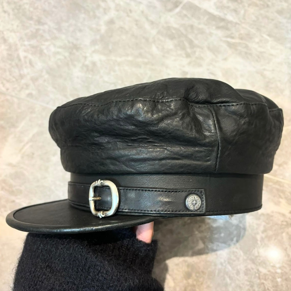 Chrome Hearts leather beret