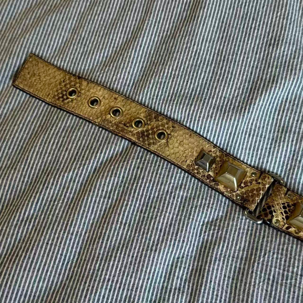 Prada Snakeskin Studded Belt
