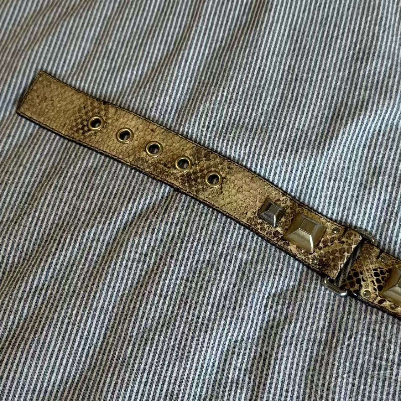 Prada Snakeskin Studded Belt