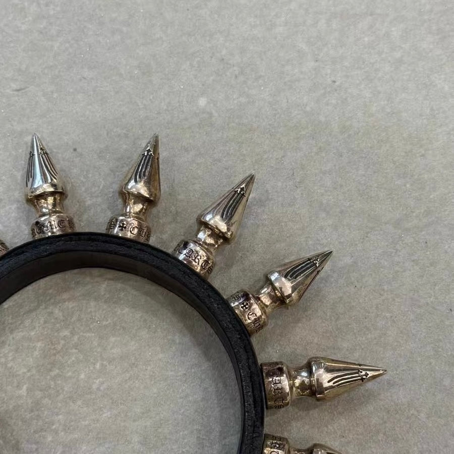 Chrome Hearts Punk Series Spike Leather Bracelet