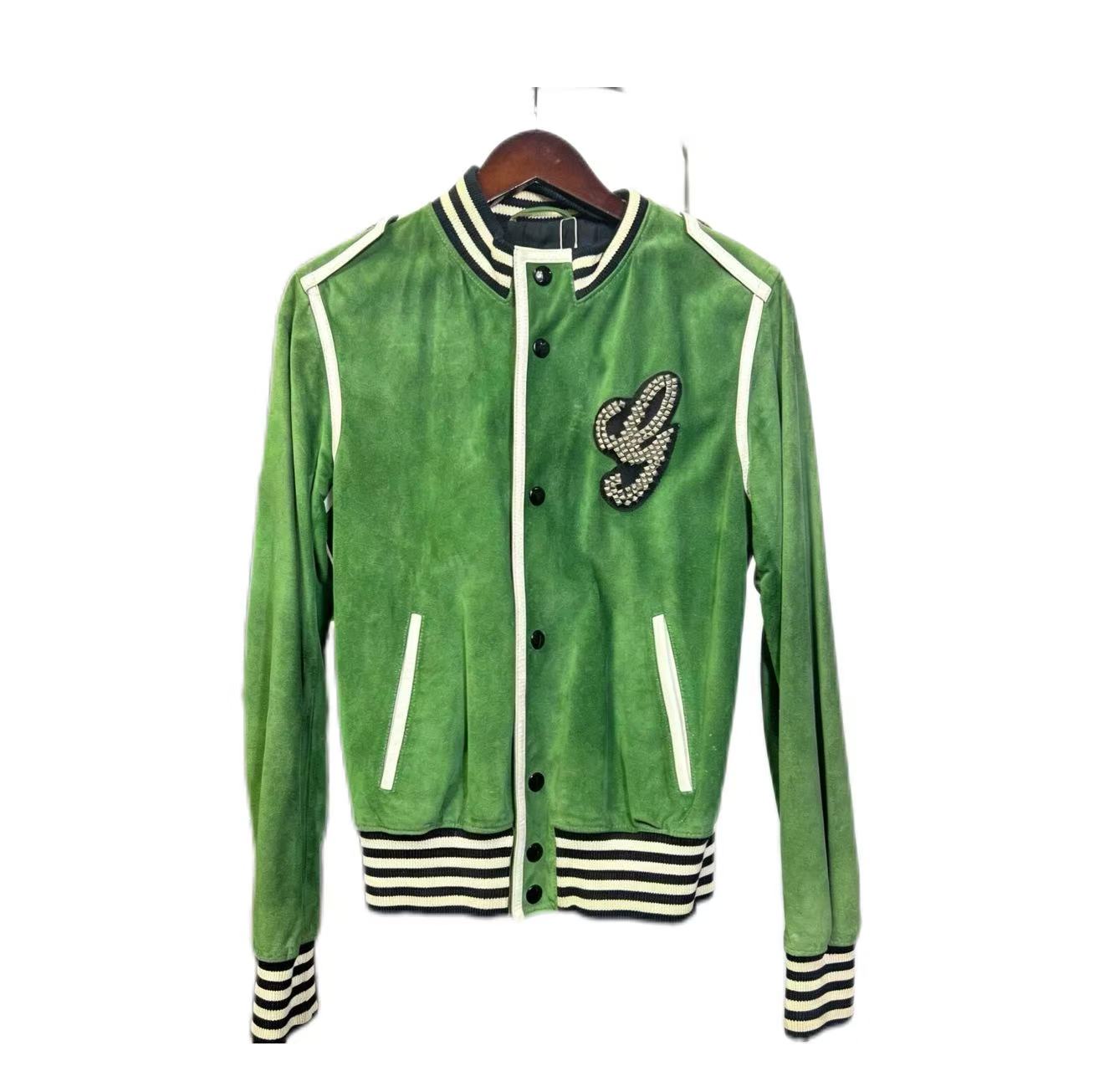Gucci Green Suede Varsity Jacket
