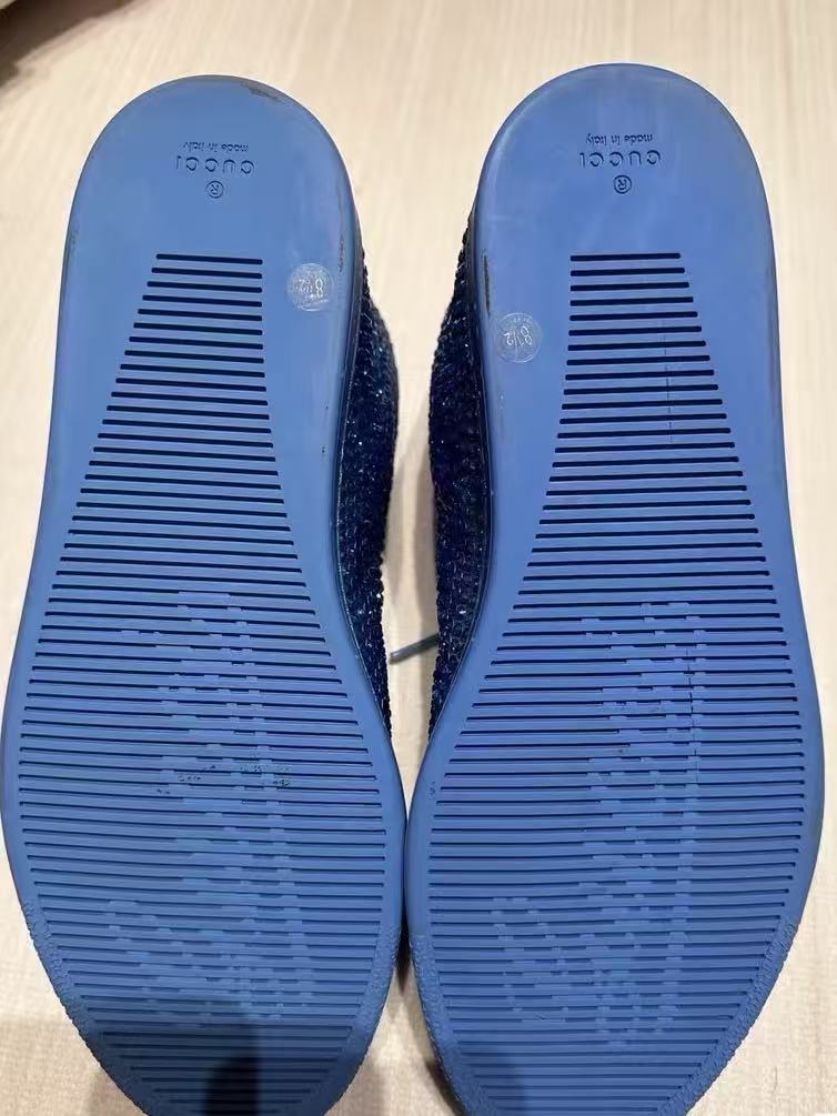 Gucci Blue Satin Coda Crystal High Top Sneakers