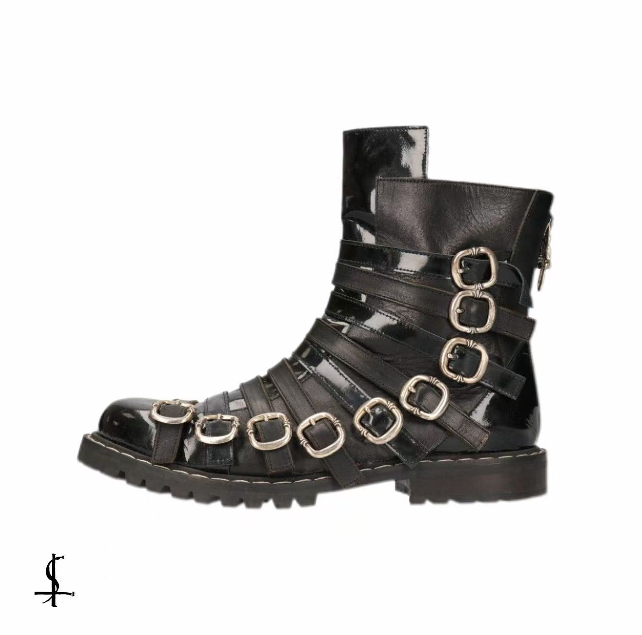 Chrome Hearts Gareth Pugh Multi-Strap Patent Leather Boots