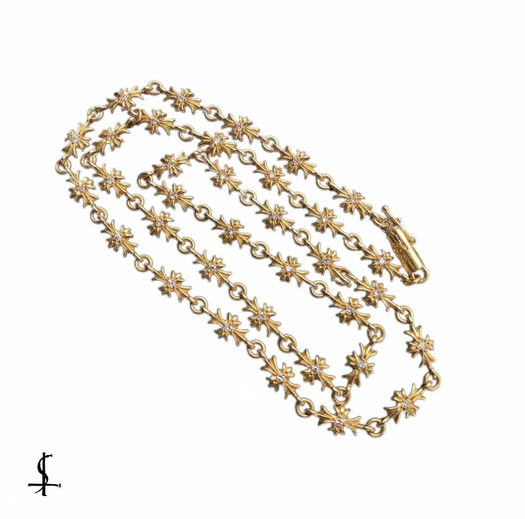 Chrome Hearts 22k Gold TinyE Diamond Pendant