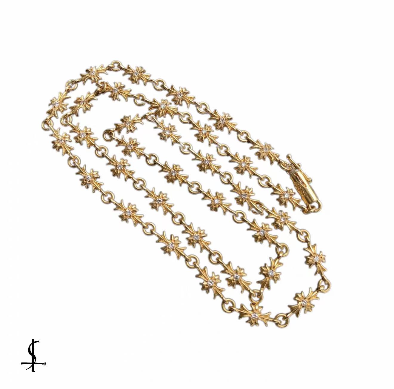 Chrome Hearts 22k Gold TinyE Diamond Pendant