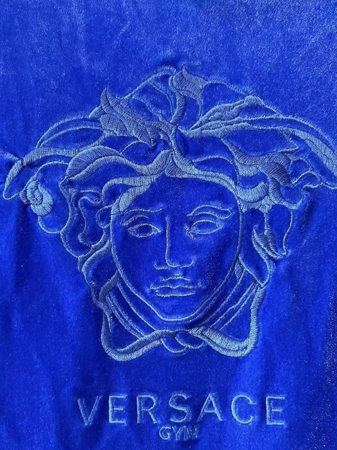 Versace Blue Velvet Medusa Hooded Jacket