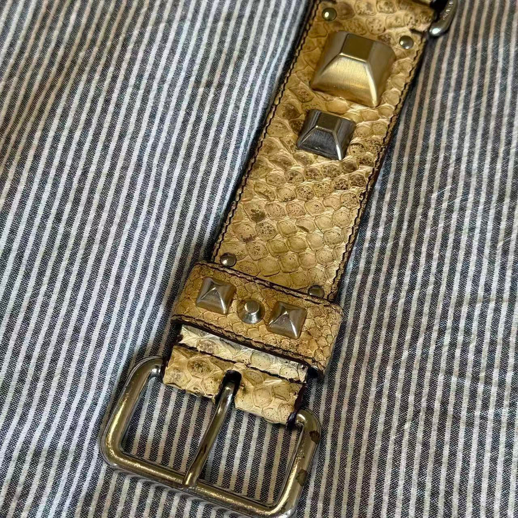 Prada Snakeskin Studded Belt