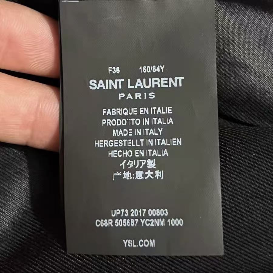 Saint Laurent 17FW Navajo Fringe Leather Teddy Varsity Jacket