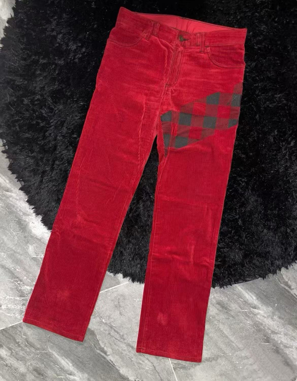 Number Nine 07AW Plaid Print Corduroy Pant
