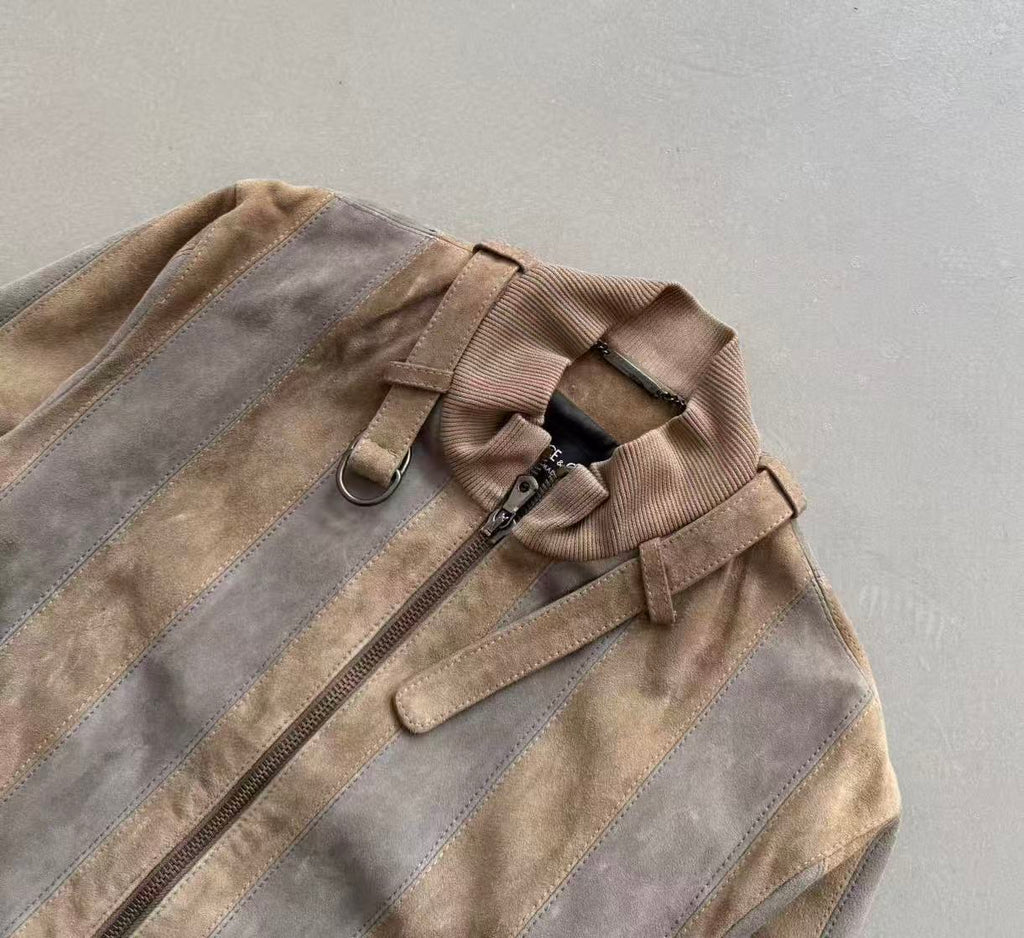 Dolce & Gabbana 2007SS Runway Striped Goatskin Leather Jacket