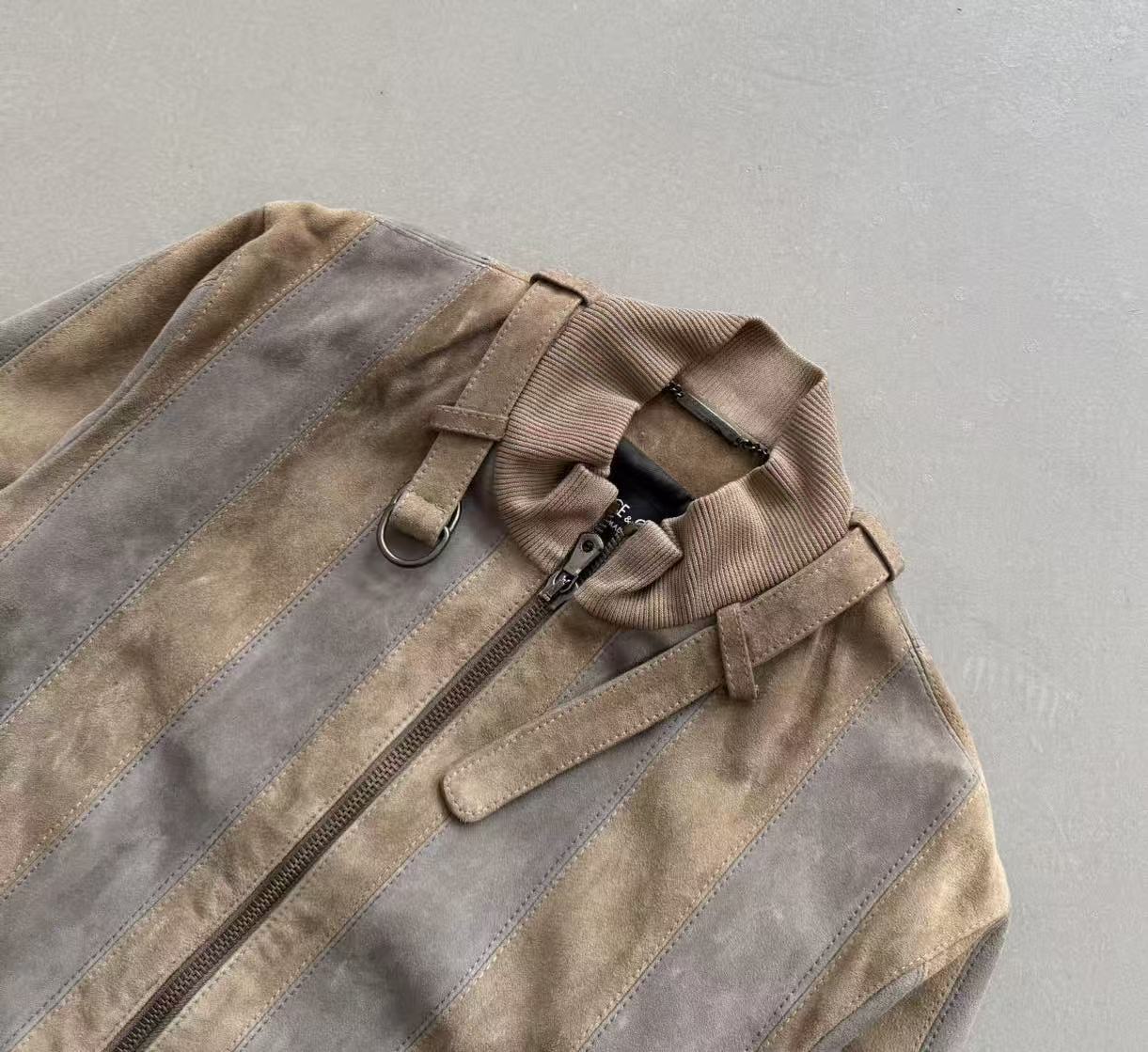 Dolce & Gabbana 2007SS Runway Striped Goatskin Leather Jacket