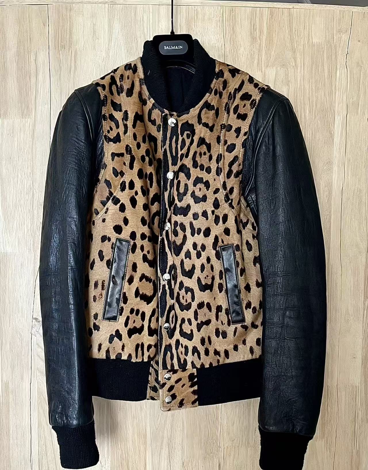 Balmain 14AW Leopard-Print Teddy Jacket