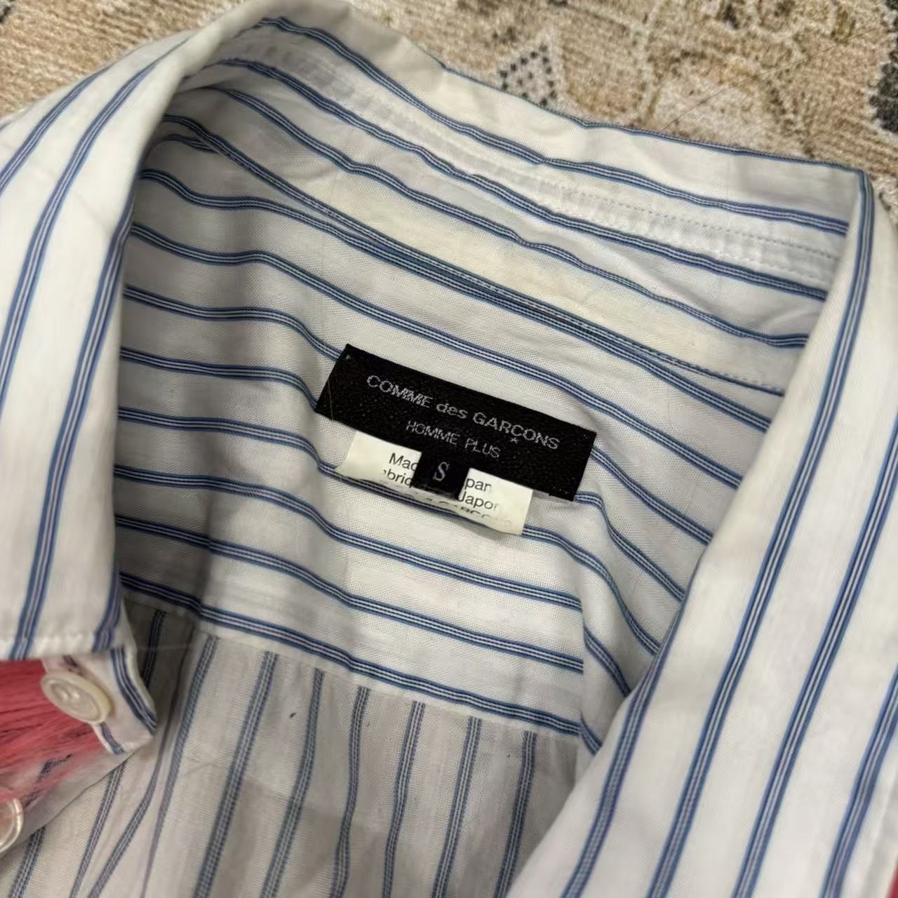 Comme des Garcons Homme Plus 20AW Pink Hair Wig Striped Shirt