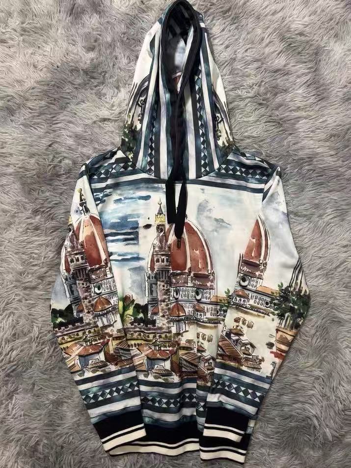 Dolce&Gabbana Watercolor Cityscape Print Hoodie