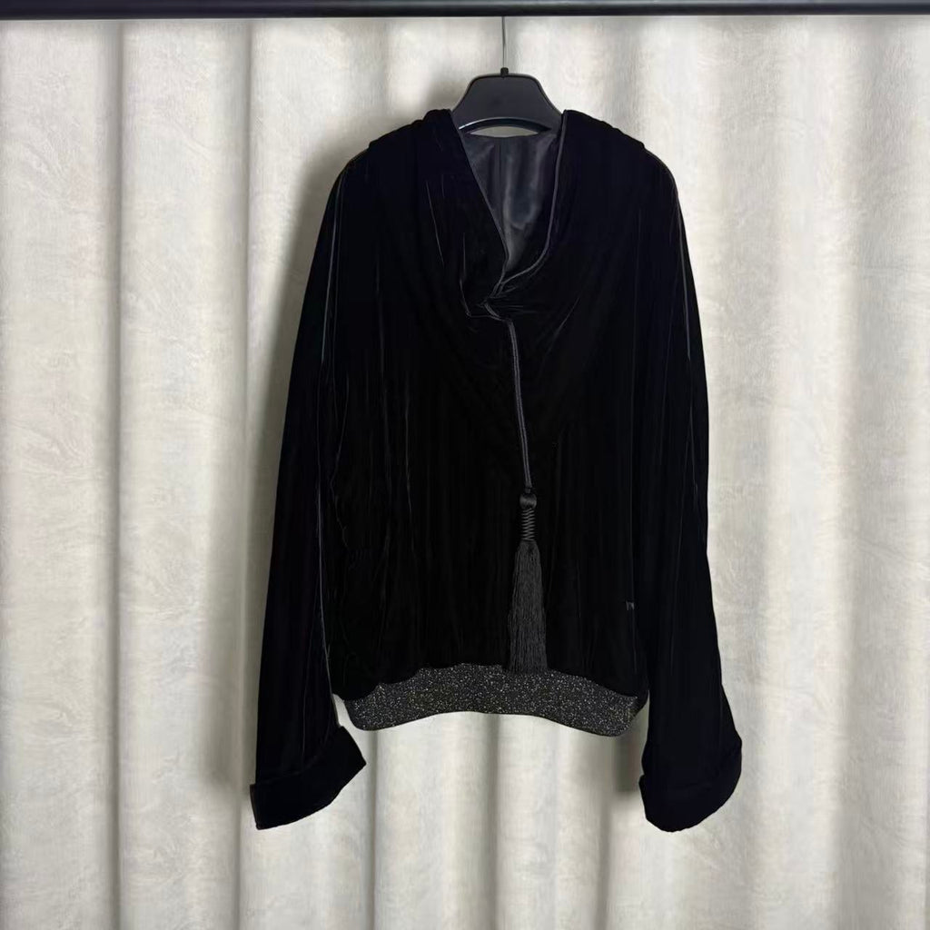 Saint Laurent 20SS Tasselled Velvet Hooded Jacket