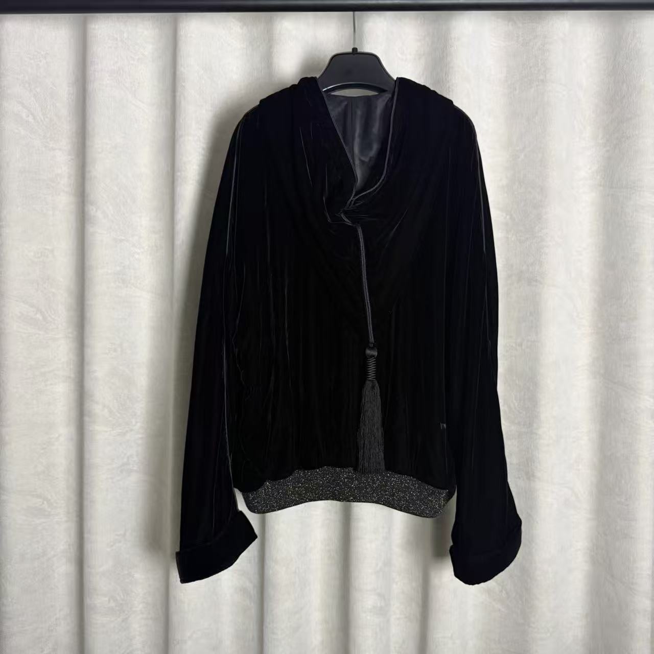 Saint Laurent 20SS Tasselled Velvet Hooded Jacket