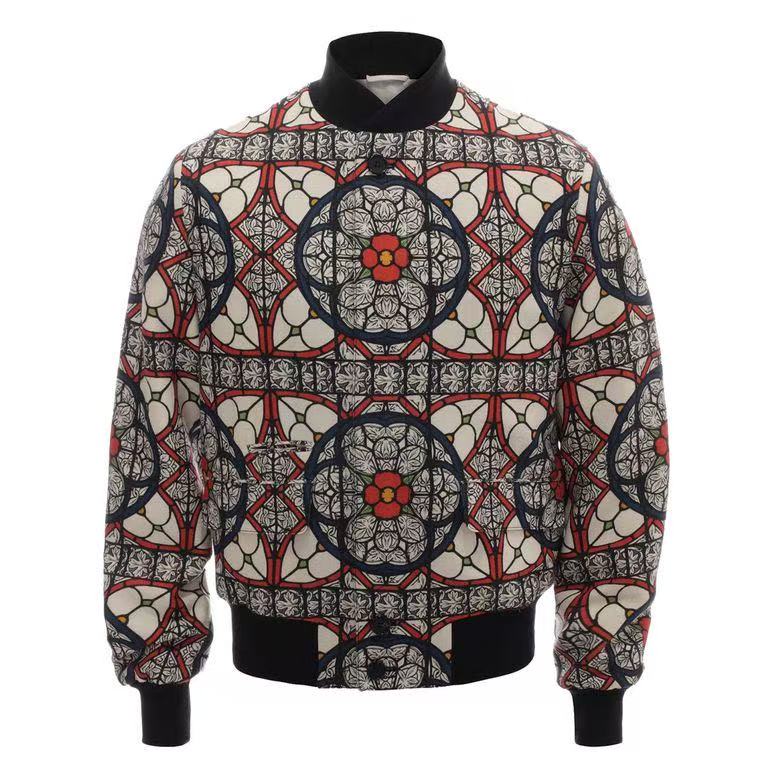 Alexander McQueen 2013FW Stained‑Glass Print Wool Bomber Jacket