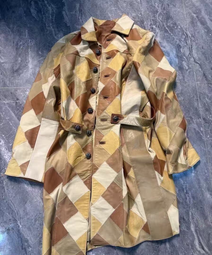 Chrome Hearts Leather Patchwork Coat