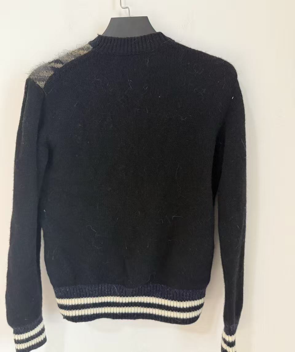 Junya Watanabe Comme des Garçons 19AW Grey and Black Wool Check V-Neck Sweater