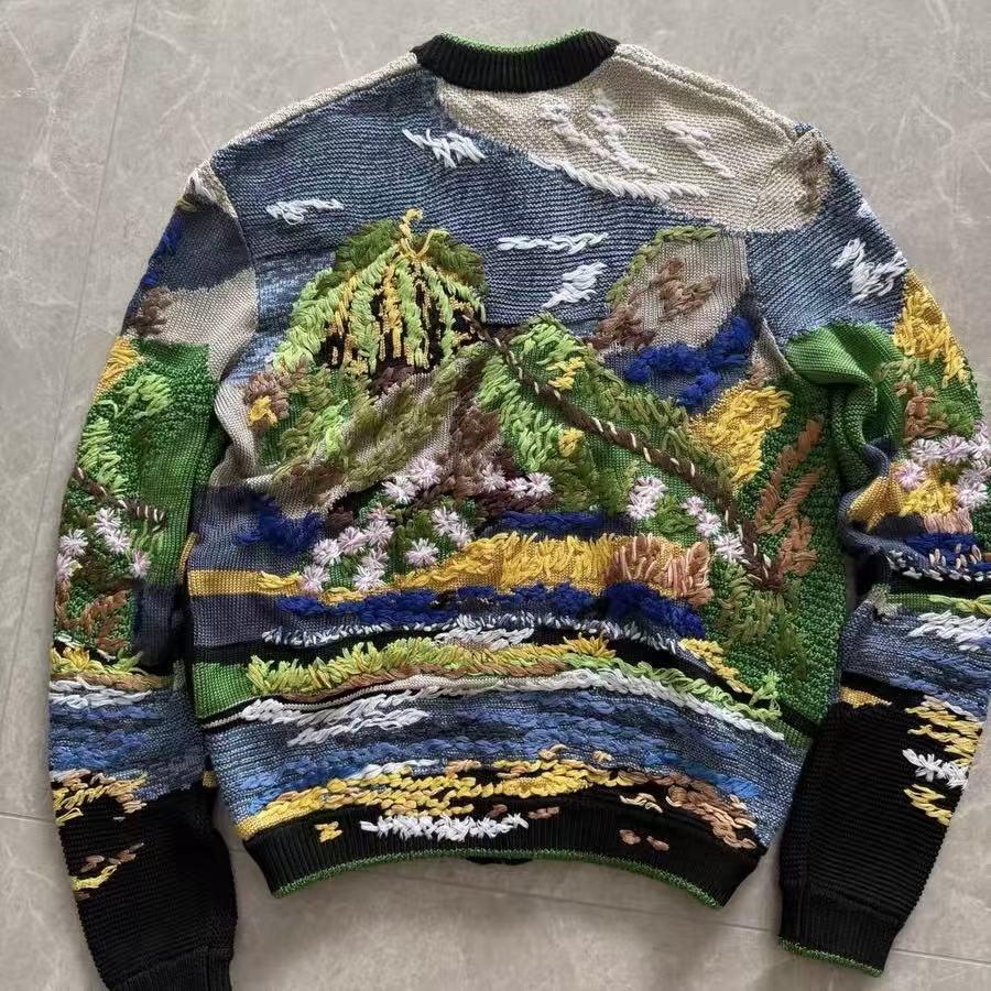 Saint Laurent 21SS Multicolor Relief Palm Tree Viscose Jacket