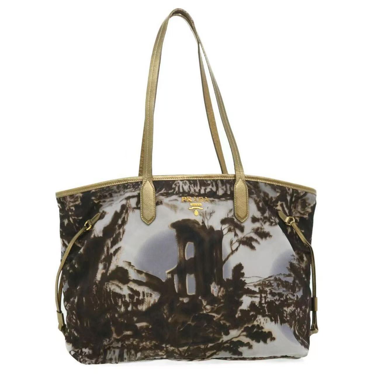 Prada 04FW Grigio Stampat Tessuto Nylon Tote Bag