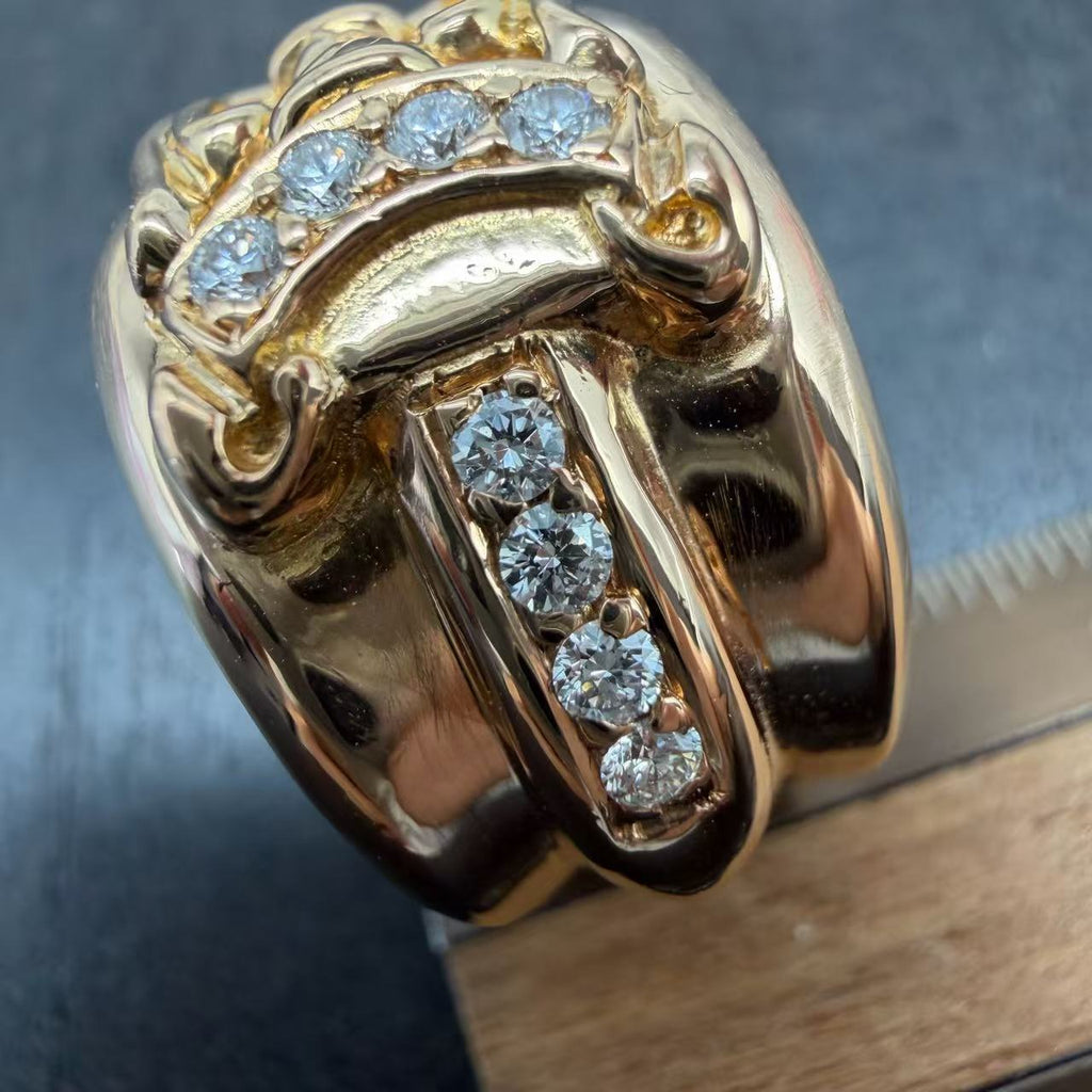 Chrome Hearts 22k Gold Diamonds Dagger Ring