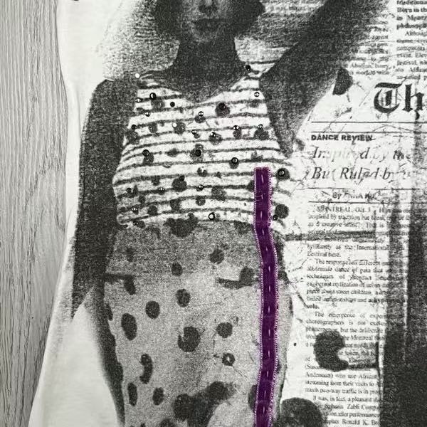 John Galliano Newspaper Print Short Sleeve Polo