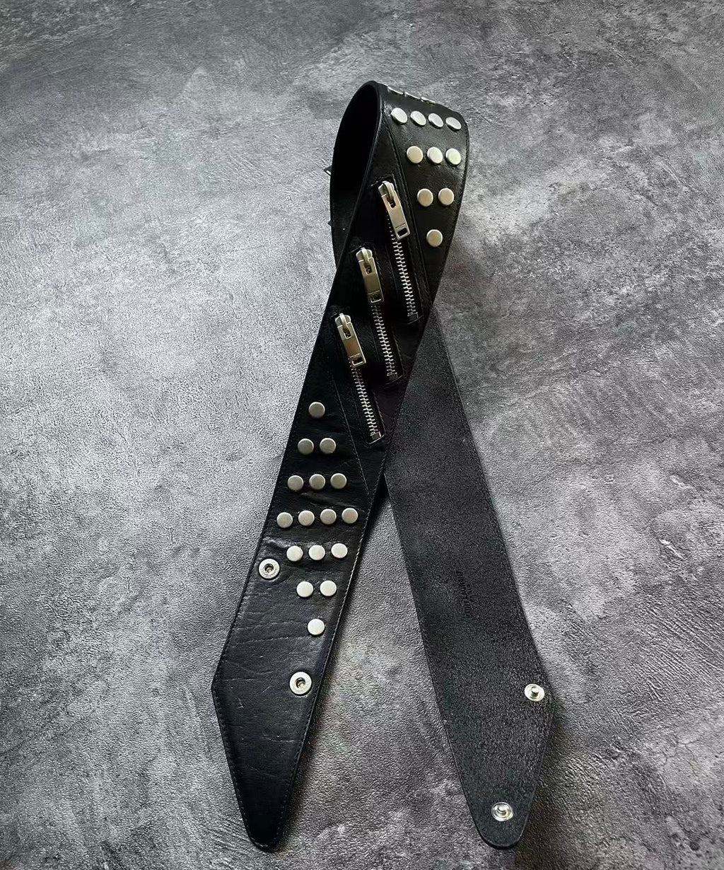 Saint Laurent Black Studded Leather Belt