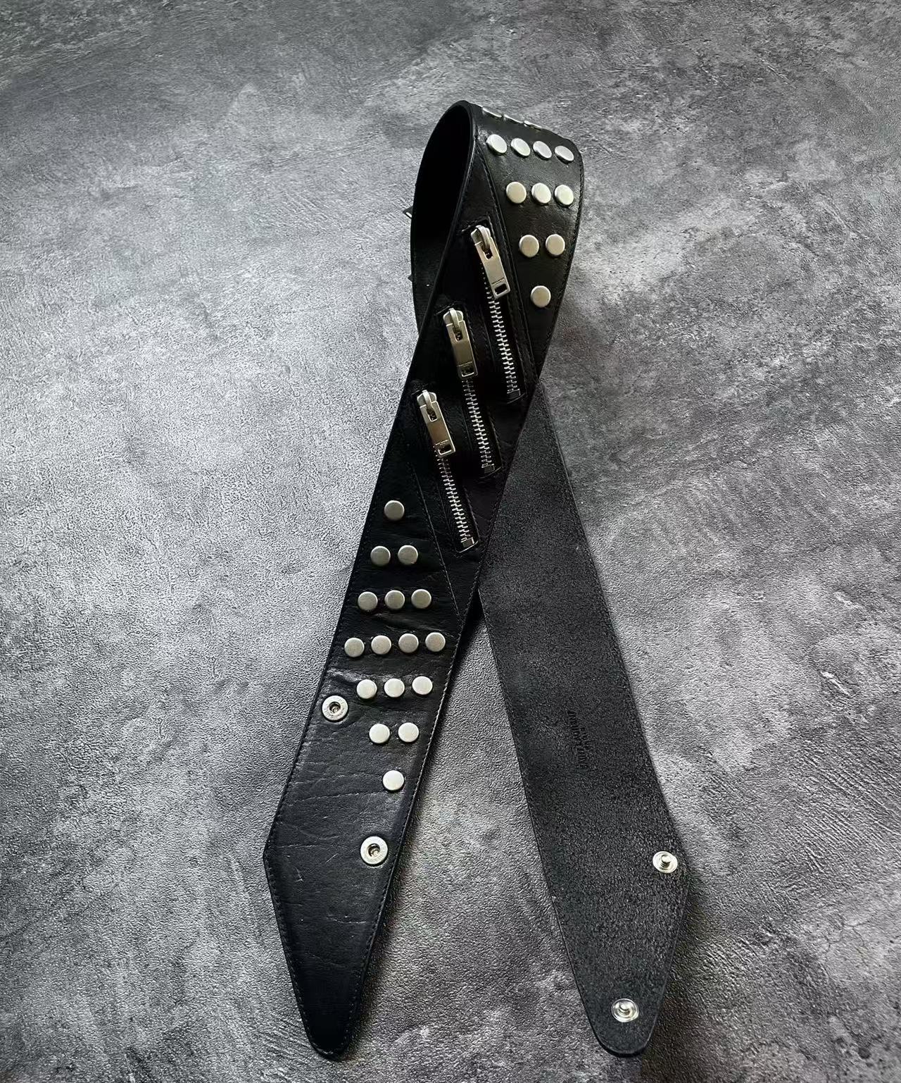 Saint Laurent Black Studded Leather Belt
