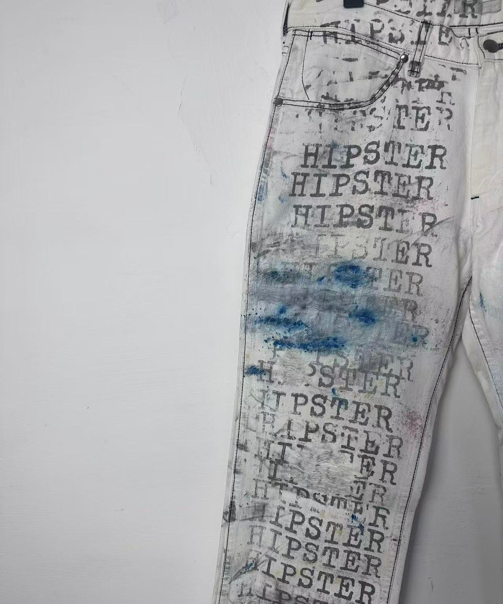 Number Nine 02SS Blue Lacquer Printed Denim Jeans