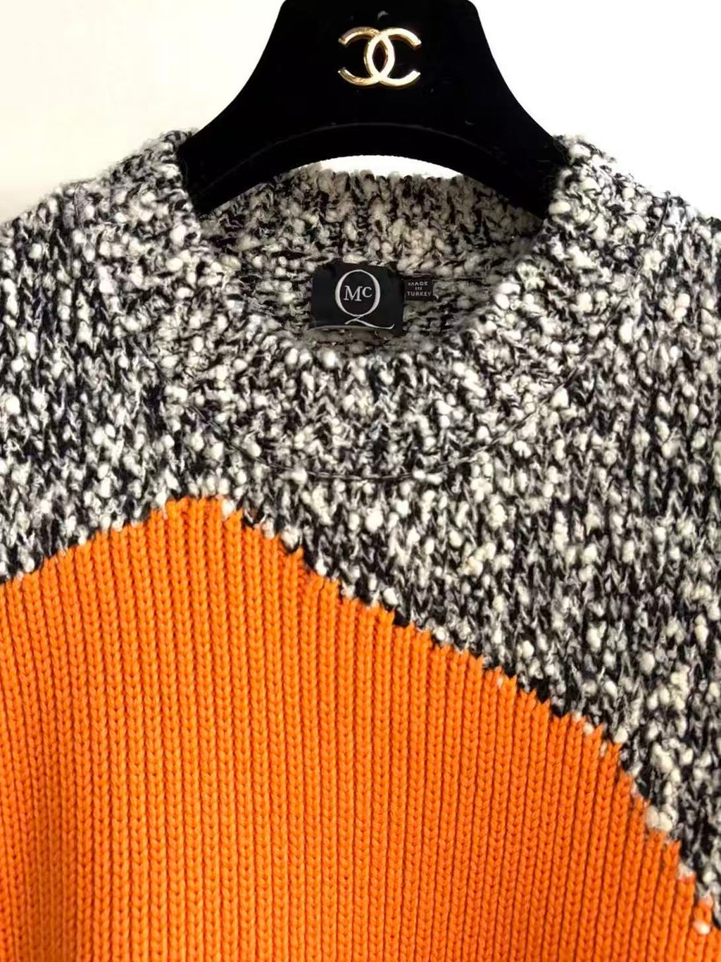 Alexander Mcqueen 15AW Orange Heart Marled Knit Sweater