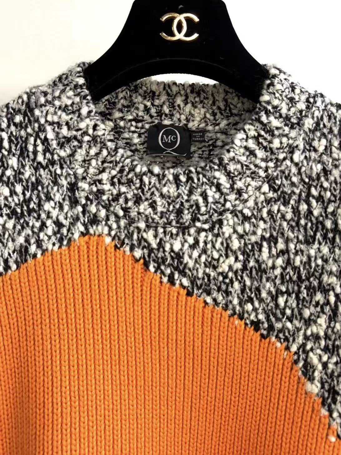 Alexander Mcqueen 15AW Orange Heart Marled Knit Sweater