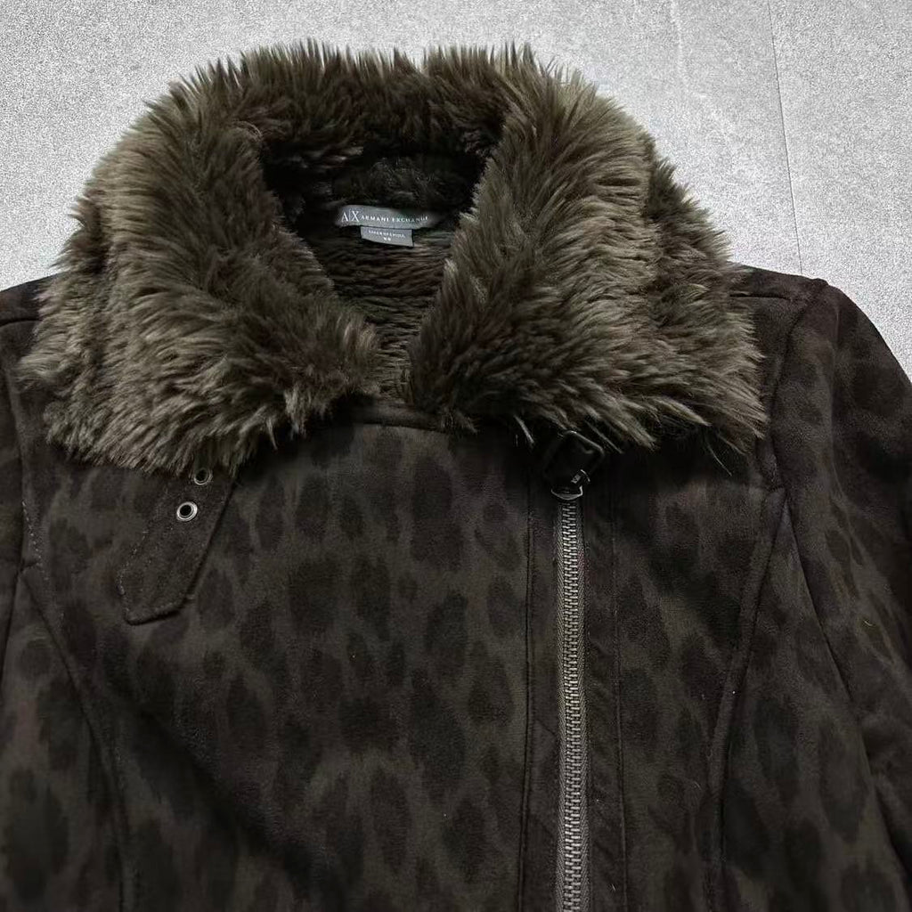 Armani Exchange Vintage Leopard Shearling Jacket