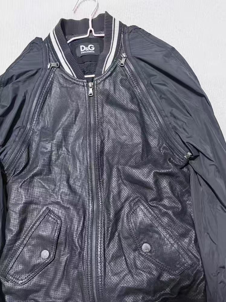 Dolce&Gabbana D&G  2-in-1 Perforated Leather Bomber Jacket
