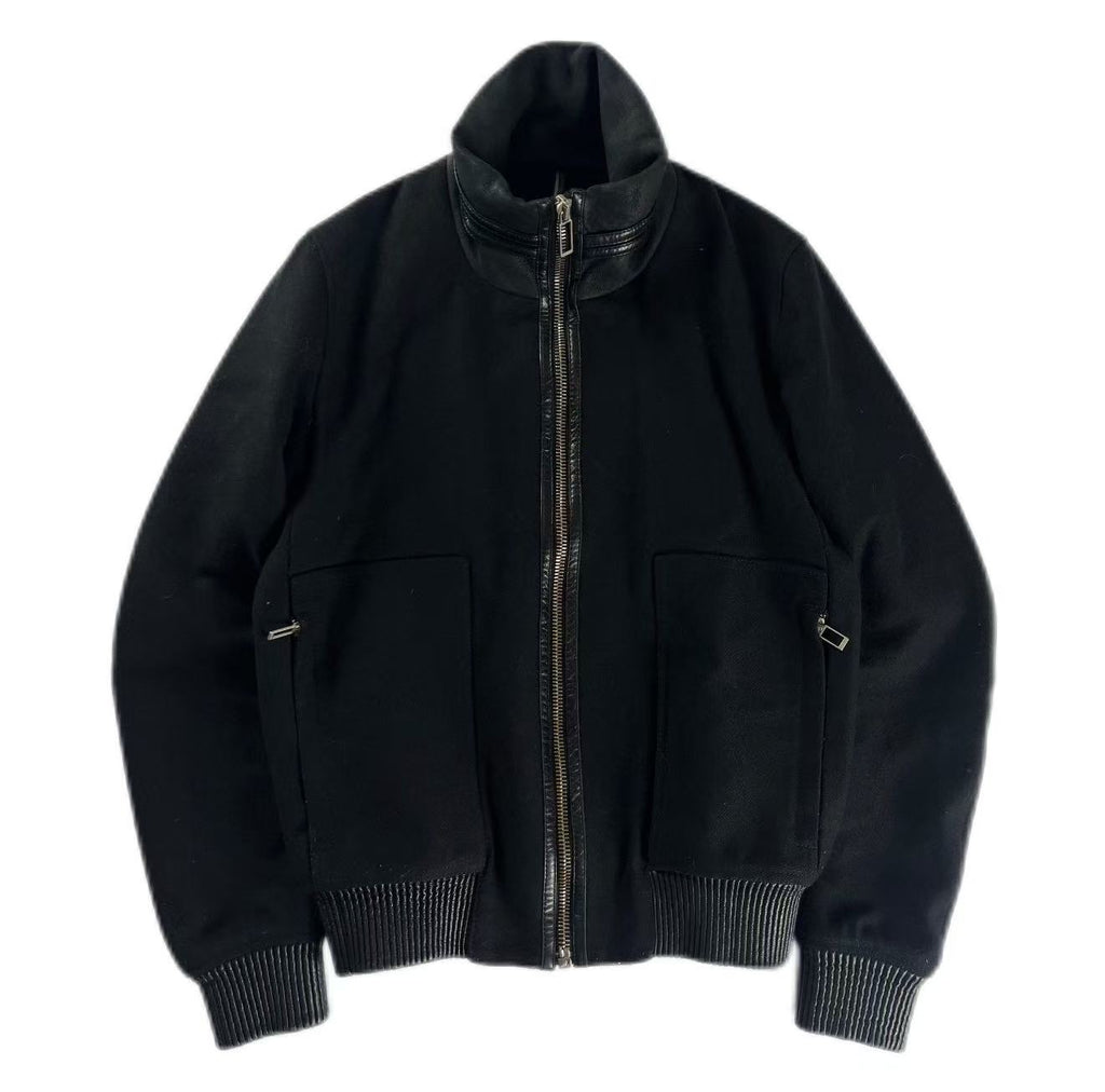 Dior Homme Dark Wool Leather Bomber Jacket