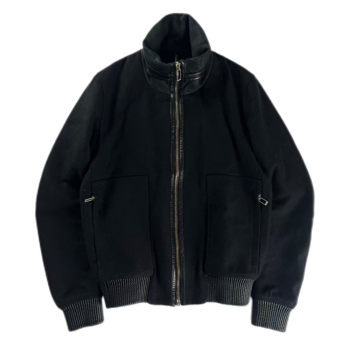 Dior Homme Dark Wool Leather Bomber Jacket
