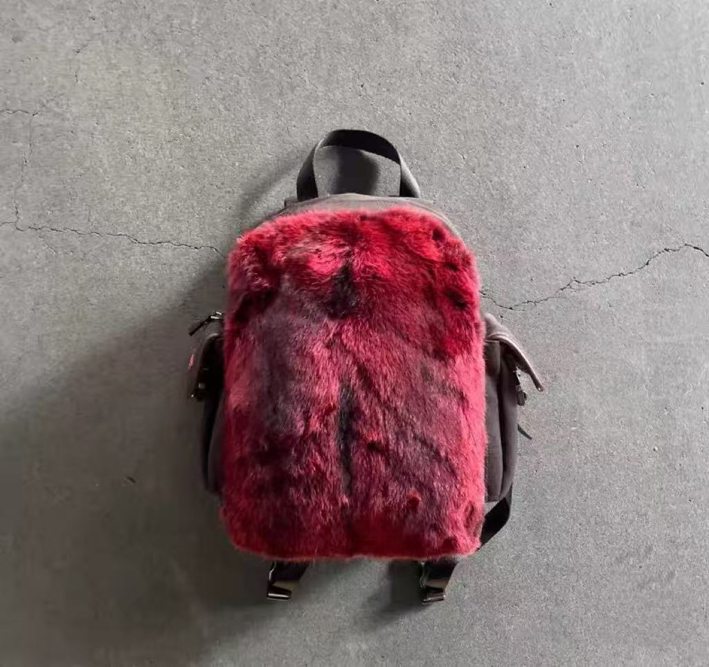 Prada 1999FW sport red fur backpack