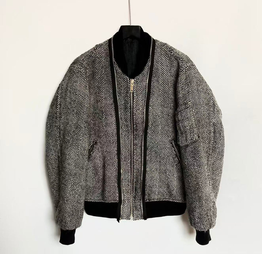 Alexander McQueen FW2013 Herringbone Tweed Bomber Jacket