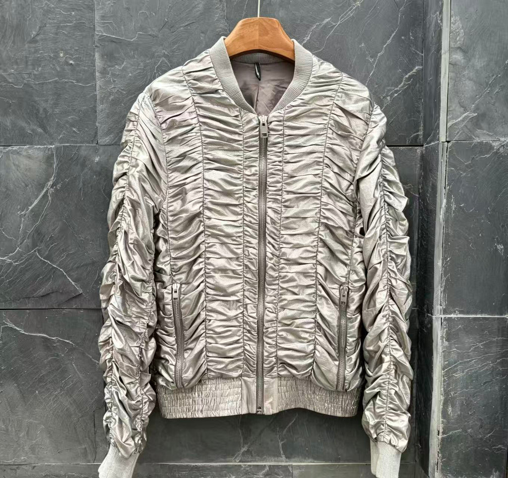 Dior Homme 07SS Silver Enamel Pleated Thin Jacket