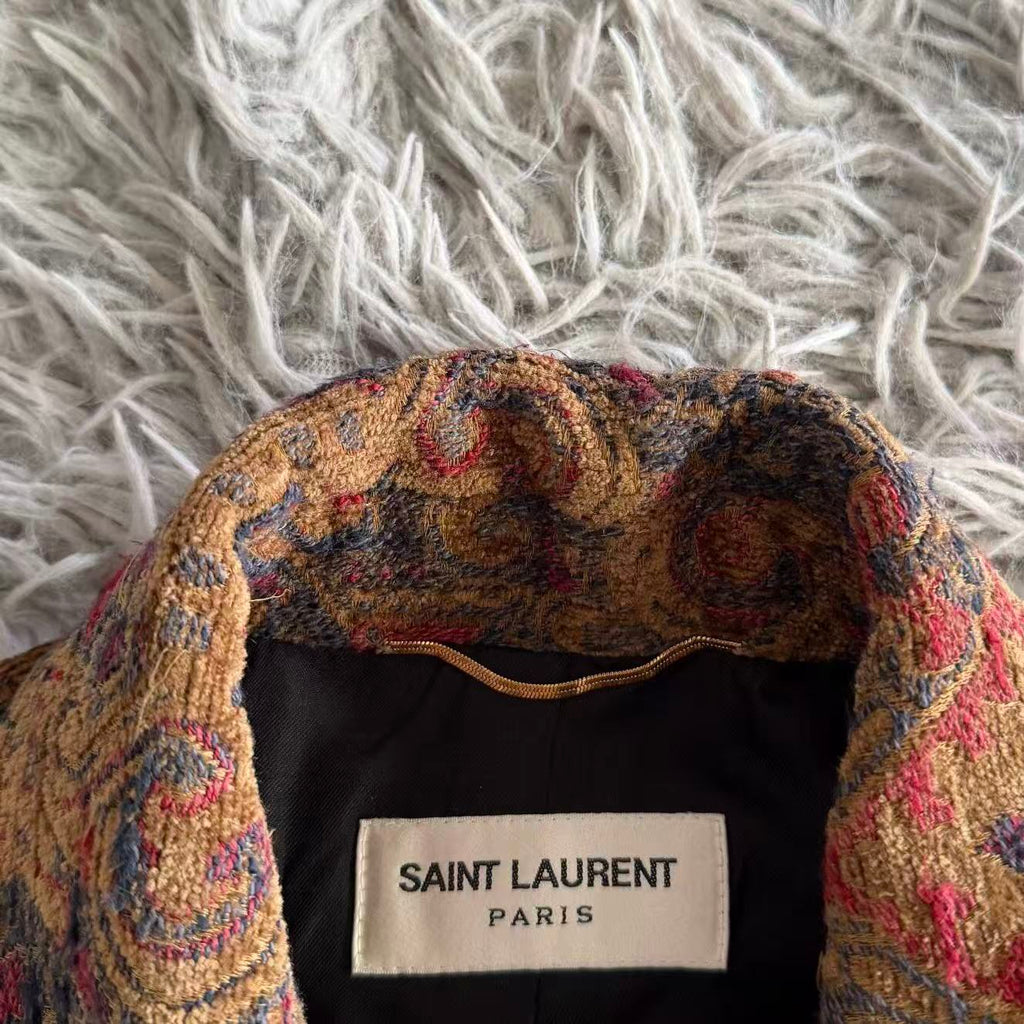 Saint Laurent 17SS Tapisserie Distressed Bomber Jacket